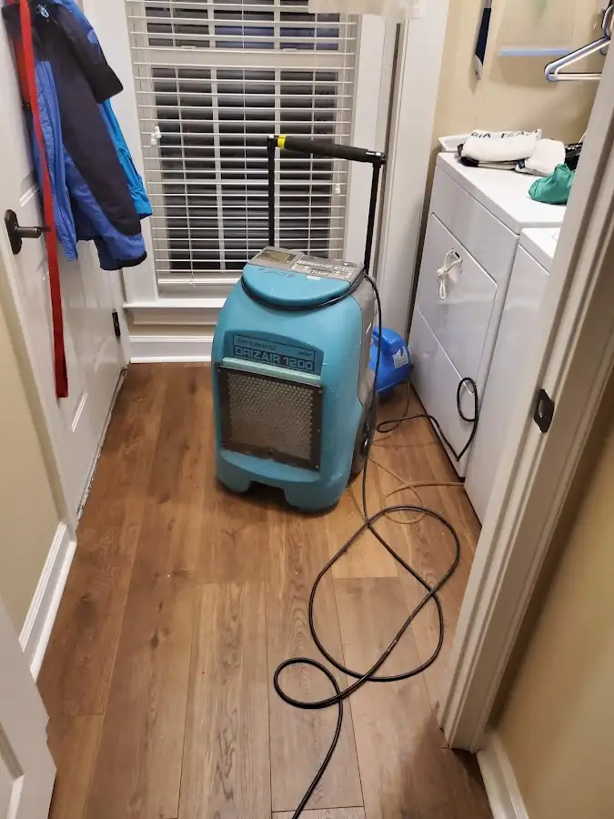 Commercial dehumidifier deployed for Flood Damage Cleanup in Middlesex