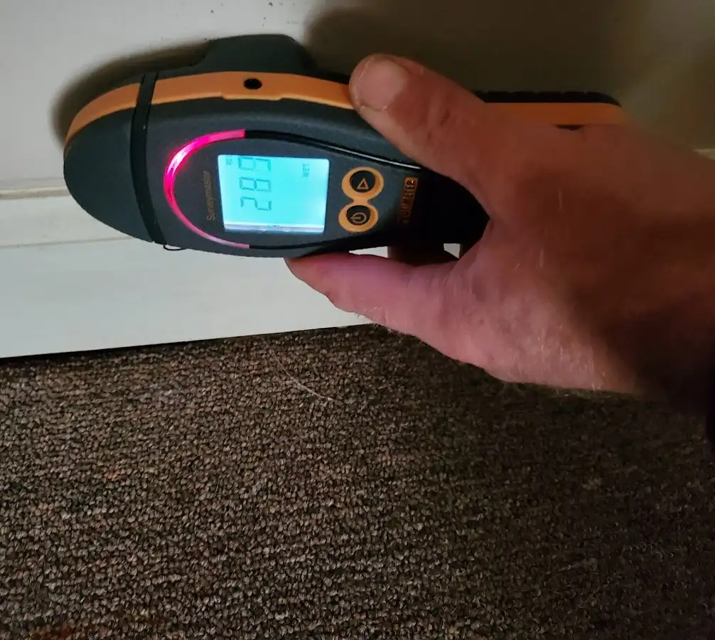 Moisture detection at baseboard during Mold Inspection & Testing in Middlesex